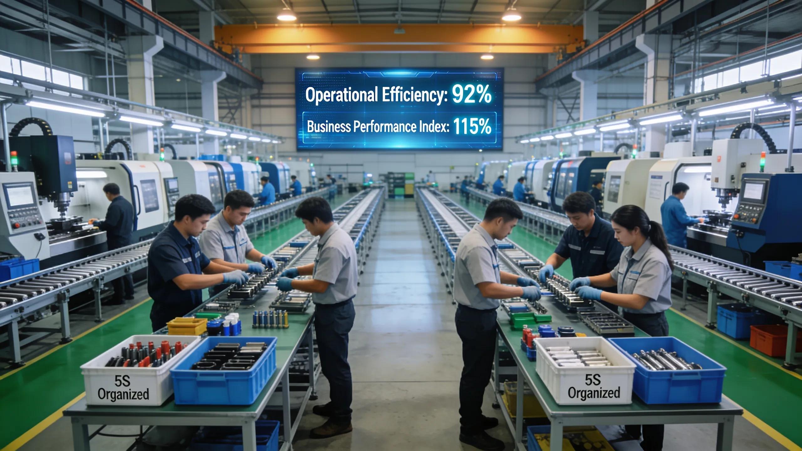 Manufacturing floor demonstrating operational efficiency in a collaborative setting
